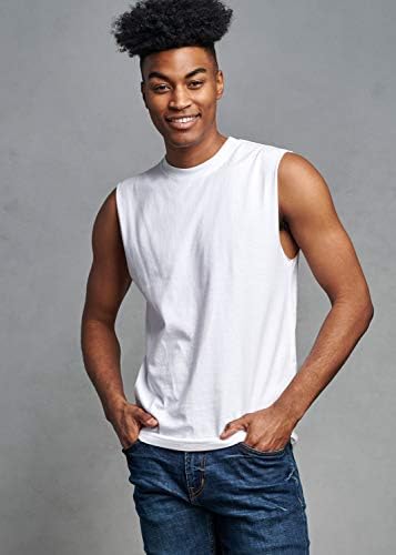 Russell Atletik erkek Yumuşak %100 Pamuk Orta ağırlık kolsuz Kas T-Shirt