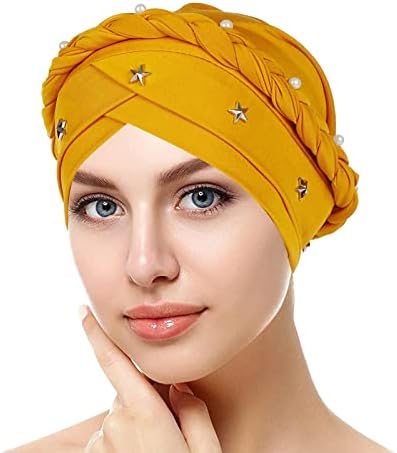 Bere Şapka Kadınlar için Wrap İnci Türban Kafatası Kapaklar Düğümlü Müslüman Wrap Türban Şapkalar Bayan Elastik Etnik Headwrap