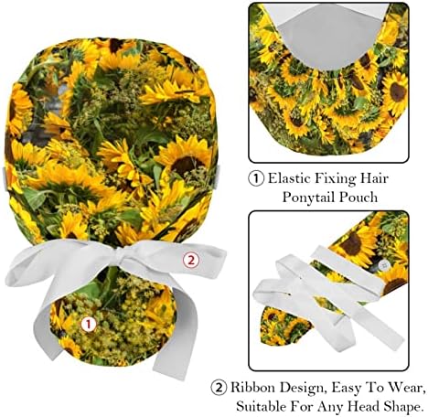 HomeDecorZone 2 Adet Ayçiçeği Şerit Sarı Çiçek Çalışma Kapağı Düğmesi, At Kuyruğu Tutucu ve Ter Bandı
