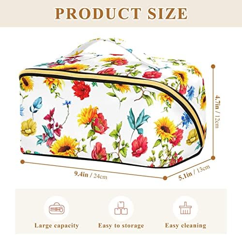 Ayçiçeği Nar Makyaj Çantası Kadınlar için Büyük Kozmetik Çantaları Kadınlar için Seyahat Makyaj Çantaları kozmetik çantası düzenleyici