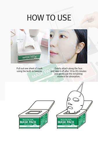 RiRe Day by Day Quick Faical Sheet Mask Pack 30 Yapraklık, Günlük Yüz maskesi paketi, Vegan sertifikalı maske sayfası, Nem,Yatıştırıcı,