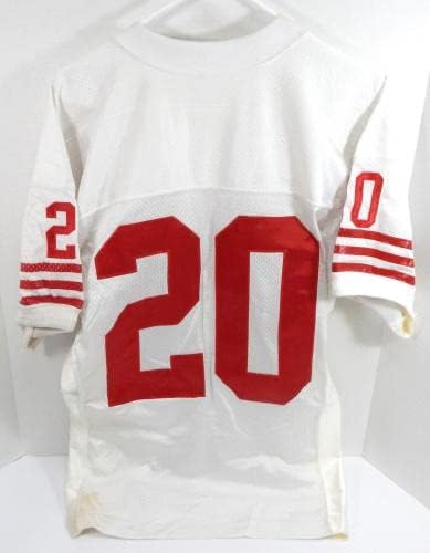 1980'lerin sonu 1990'ların başı San Francisco 49ers 20 Oyunu Kullanılmış Beyaz Forma 726-İmzasız NFL Oyunu Kullanılmış Formalar