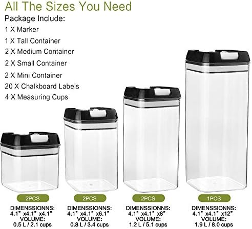 Hava Geçirmez Gıda Saklama Kapları-MCIRCO Yükseltilmiş Kapaklı 7 Adet BPA İçermeyen Plastik Kaplar-Mutfak ve Kiler Organizasyonu ve