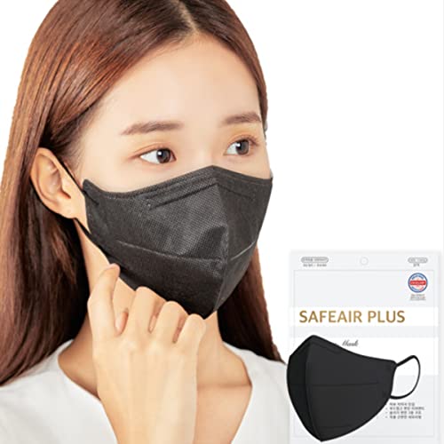 SAFEAİR Yetişkin Premium KF94 Maskesi, Kore'den Rahat ve Nefes Alabilen Sertifikalı Maske, Çeşitli Renkler (20 Paket-Siyah + Beyaz)