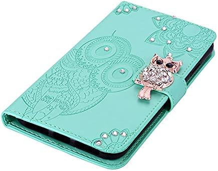 COTDINFOR iPhone 13 Pro Max Kılıf ile Uyumlu Glitter Cüzdan Kılıf Kadınlar için Deri Kristal Baykuş Kabartmalı Kart Yuvaları ve Standı