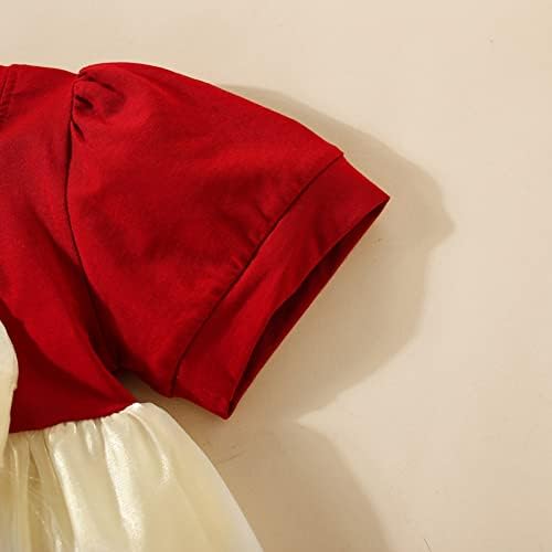 KAGAYD yaz elbisesi Kızlar için Yürümeye Başlayan Kızlar Kısa Kollu İlmek Ruffles Prenses Elbise Dans Parti Elbise Elbise (Kırmızı,