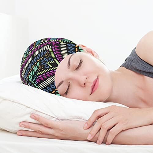 Kafatası Kap Uyku Kap Çalışma Şapka Bonnet Beanies Kadınlar için Çizgili Vintage Bohemian Mandala Mor Menekşe Uyku Kap Çalışma Şapka