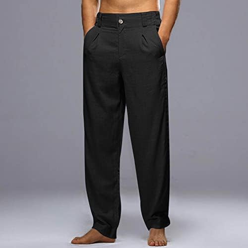 MIASHUI Erkek Keten Pantolon Erkek Moda Rahat Düz Renk Deneyin Nefes Cep Elastik Bel Büyük Boy Pantolon 6 Bellek