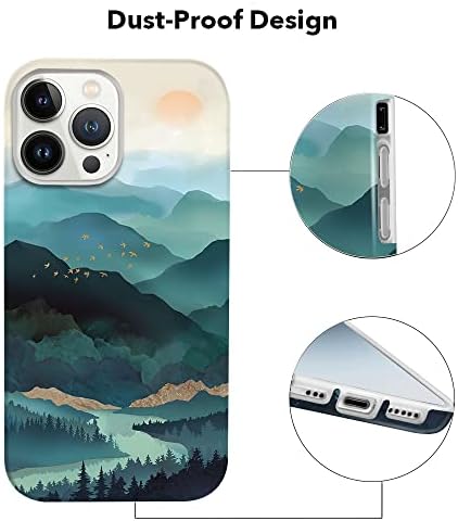 Lapac iPhone 14 Pro ile Uyumlu Peyzaj Kılıfı 6.1 inç 5G 2022, iPhone 14 Pro için Sis Dağı Tasarım Kılıfı, Yumuşak Şık İnce İnce Sevimli