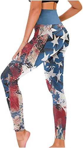 Bayan Yoga Tayt Moda Amerikan Bayrağı Baskı Yüksek Bel Dipleri Sweatpant Jogger Spor egzersiz pantolonları Pantolon