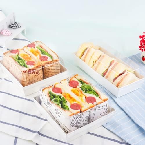 25 Set Rulo Kek Kutusu Seti, Sandviç İsviçre Rulo Şeffaf Kapaklı Plastik Kap, Sandviç Craft Kağıt Kutusu,Muffin Peynirli Pasta Tatlı
