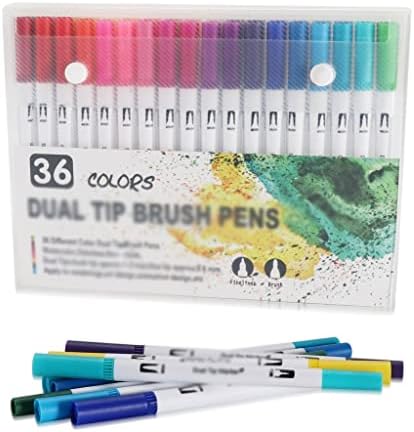ZCMEB 36/48/72 Renk Suluboya Sanat Belirteçleri Seti Fırça Kalem Çift Uçlu Fineliner Çizim Boyama Kırtasiye Boyama Mang (Renk: Şeffaf,