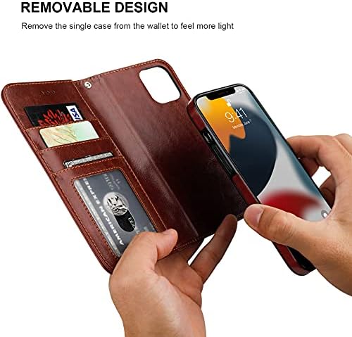 Bocasal Ayrılabilir Cüzdan Kılıf iPhone 13 Pro RFID Engelleme Kart Yuvaları Tutucu Premium PU Deri Manyetik Kickstand Darbeye Dayanıklı