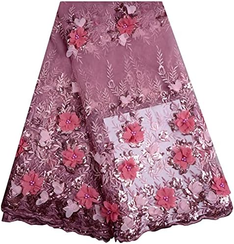 SYXYSM Dantel Kumaşlar Boncuk İşlemeli Örgü Dantel Altın Renkli Dantel Kumaş düğün elbisesi Payetler ile 5 Metre (Renk : D)