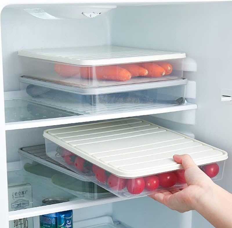 SLNFXC Dondurucu Hamur Kutusu Gıda Saklama Kabı İstiflenebilir Koruyucu kapaklı Kare Plastik Tek katmanlı Mühürlü Şeffaf (Renk: E,