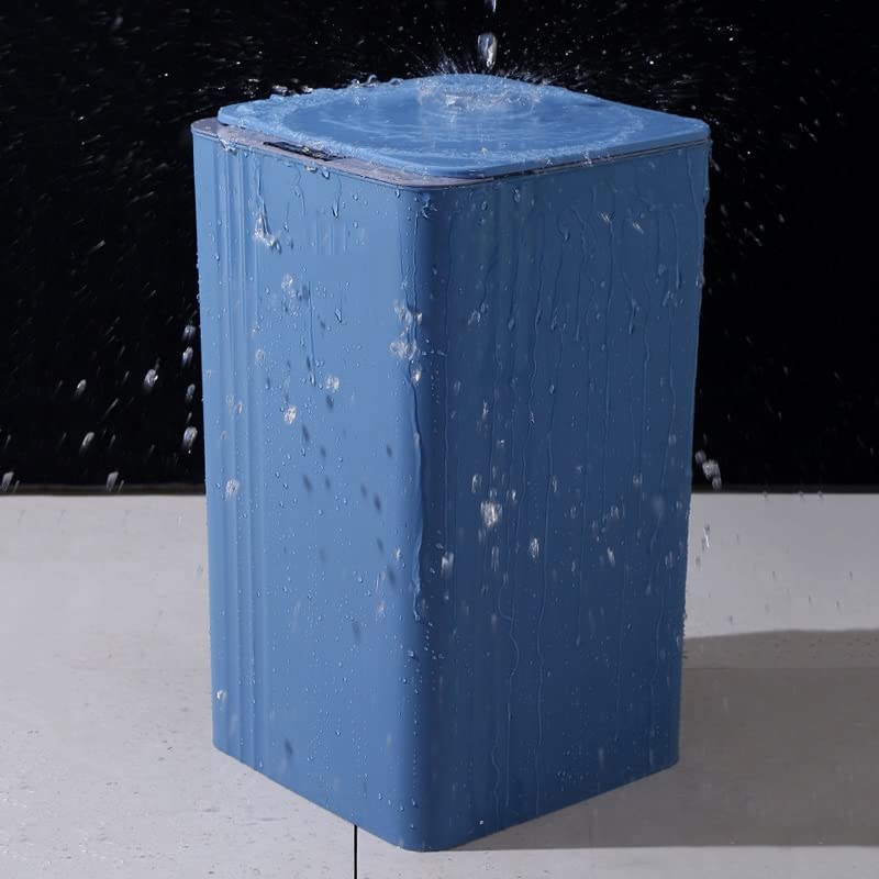 FEER sensörlü çöp kovası Büyük Kapasiteli Tuvalet Banyo çöp tenekesi Mutfak Otomatik İndüksiyon Kutusu kapaklı (Renk: Mavi, Boyut :