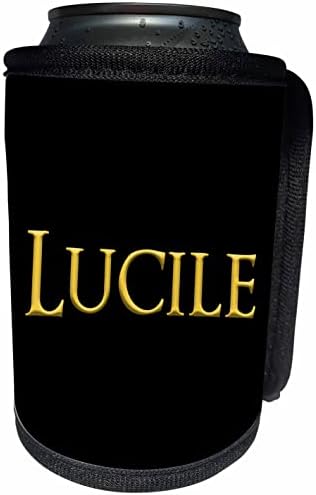 3dRose Lucile Amerika'da yaygın kadın adı. Siyah üzerine sarı. - Şişe Sargısını Soğutabilir (cc_353698_1)