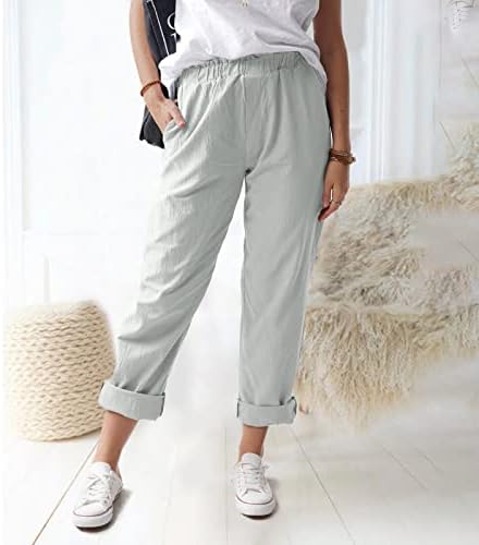 MIASHUI Pantolon Kadınlar için Rahat Artı Boyutu Elastik Bel Pantolon Kadınlar için Düz Renk Gevşek Bayan Rahat Romper Pantolon