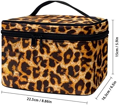 doginthehole Leopar Baskı Makyaj Çantası Taşınabilir Seyahat Kozmetik Çantası Kadınlar için makyaj çantası Zip Taşıma Taşınabilir Çok