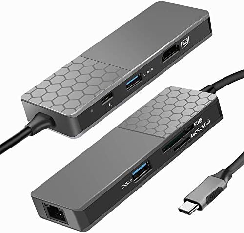 ıkismet USB C Hub Ethernet, 7-in-1 USB C Hub MultiPort Adaptörü ile 4 K HDMI, 1000 M LAN, 100 W Güç Teslimat, SD/TF Kart Yuvaları,
