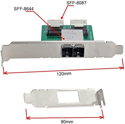 Xiwai Çift Bağlantı Noktalı Mini SAS HD SFF-8644 Dahili Mini SAS SFF-8087 PCBA dişi adaptör Düşük Profil Braketi ile