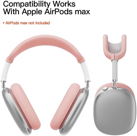 AirPods Max için Uyumlu Tucana Silikon Kılıflar, Üst Kapak + Kulaklık Kapağı (Pembe)