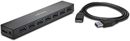 Kensington USB 3.0 7 Bağlantı Noktalı Hub, 5 Gbps'ye kadar aktarım hızları-Hızlı Şarj Akıllı Telefonlar ve Tabletler için 3 amper,