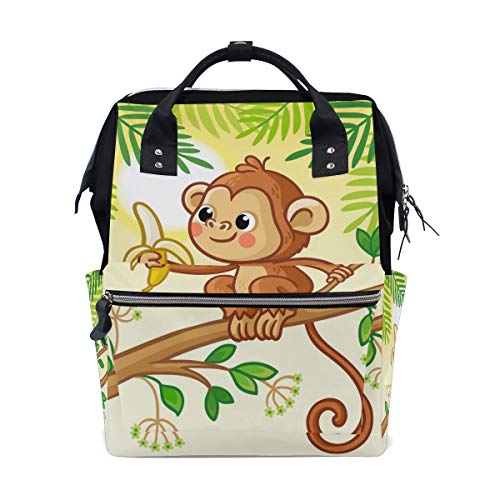 ColourLife bebek bezi çantası Sırt Çantası Maymun Oturur Bir Ağaç Rahat Sırt Çantası Çok Fonksiyonlu Nappy Çantalar