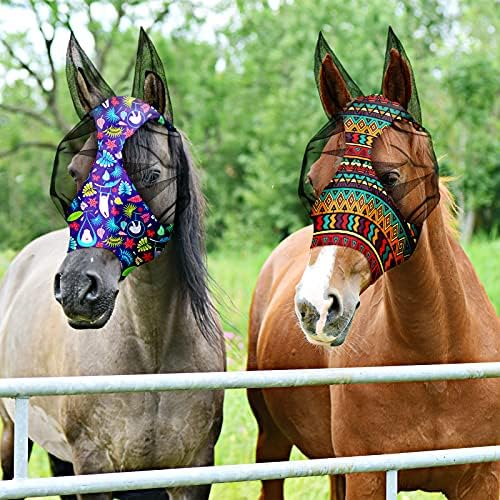 3 Adet At Sinek Maskesi Kulakları ile Güneş Koruma Pürüzsüz ve Esneklik At Maskesi Atlar için (l)