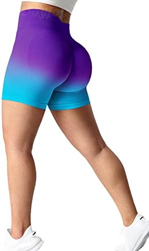 VOYJOY Batik Biker Şort Kadınlar için Yüksek Bel Dikişsiz Şort Egzersiz Yoga Taytı Ezme Popo Kaldırma spor salonu pantolonu