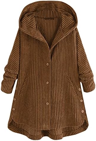Kadın Kalınlaşmış Palto Düz Renk Düğme Aşağı Kış Polar Astarlı Hoodie Kazak Dış Giyim Ceket Yan cepli