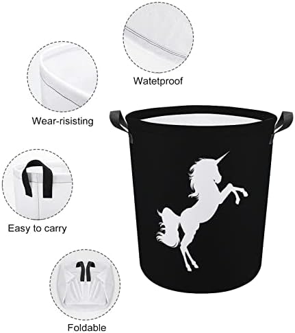 Hazır Unicorn Yuvarlak Çamaşır sepeti Katlanabilir Su Geçirmez Kirli Giysi Sepetleri Kolları ile Çamaşır Kutusu saklama çantası