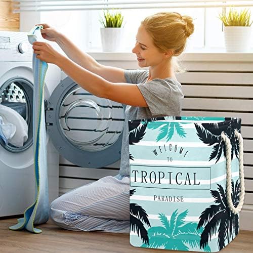19.3 Bağlantısız çamaşır sepeti Kirli Giysiler Sepet Katlanabilir Ev Kreş Üniversite Daire Ofis Tropikal Palmiye Baskı