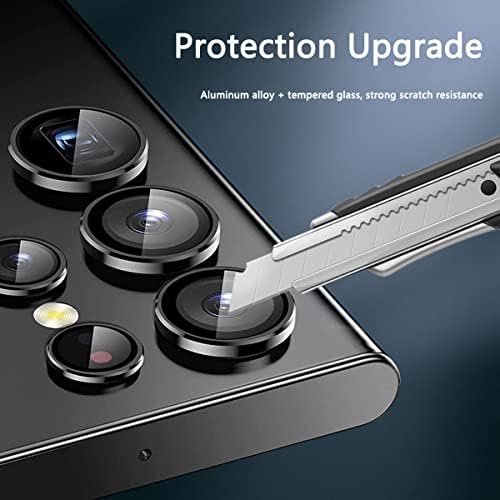 miscloder [3 + 2 ADET] Samsung Galaxy S22 Ultra 5G Kamera Lens Koruyucu Kapak, Metal Bireysel Halkalı 9H Temperli Cam Kamera Ekran