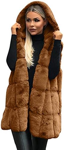 Kadın Kolsuz Dış Giyim Yelek Elbise kapüşonlu ceket Düz Renk Hafif Polar Ceket Artı Boyutu Sıcak Uzun Yün Ceket