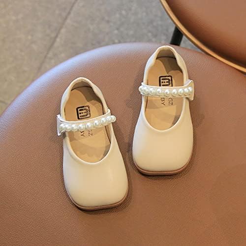 Moda Sonbahar Toddler ve Kız rahat ayakkabılar Kalın Taban Yuvarlak Ayak Toka Elbise Ayakkabı 10c Kızlar Ayakkabı (Bej, 3-3. 5 Yıl)