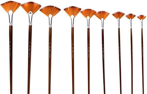 YFQHDD 9 İki Renkli Naylon Saç Balık Kuyruğu Fan Fırça Keten Çubuk Renk Yağ Fırça Seti Fırça Sanat Malzemeleri