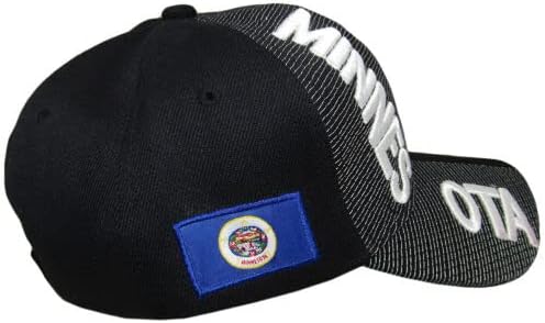 Minnesota Eyalet Siyah Beyaz Harfler Yama Yan İşlemeli Şapka Kap