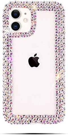 Bonıtec Jesıya iPhone 12 Kılıf ile Uyumlu 3D Lüks Glitter Sparkle Bling Kılıf Lüks Parlak Kristal Rhinestone Elmas Tampon Şeffaf Koruyucu